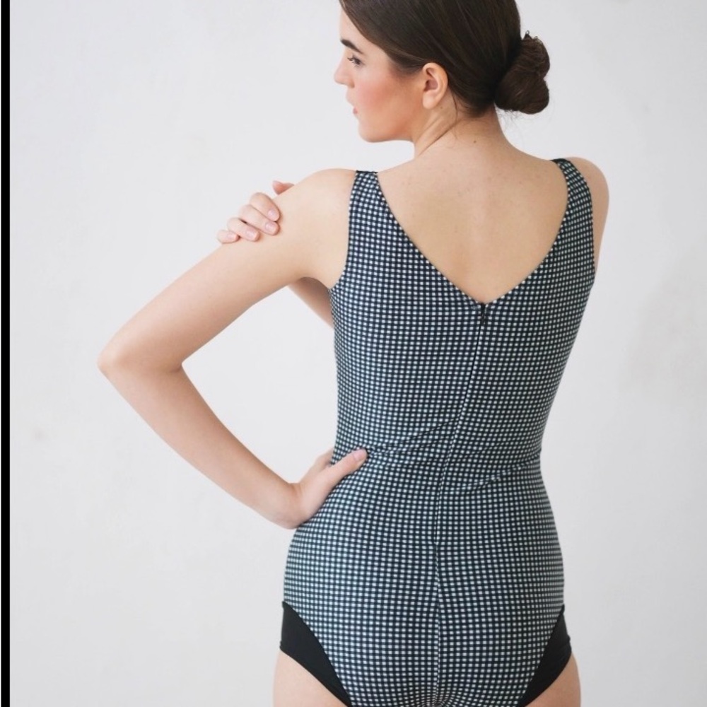 Black & White Gingham One-Piece Swimsuit - Picture 2 of 3
